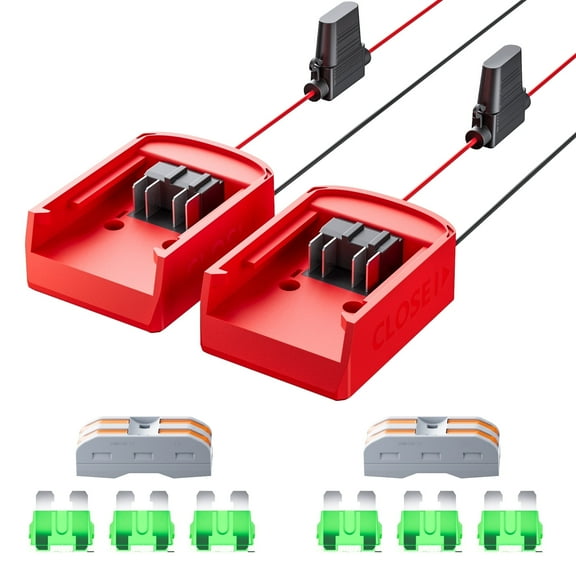 2 Packs Power Wheel Adapter for Milwaukee Battery Adapter 18V Power Wheel Battery Converter with Fuses & Wire Terminals, 12AWG Wire, Power Connector for DIY Rc Car Toys, Robotics and Rc Truck