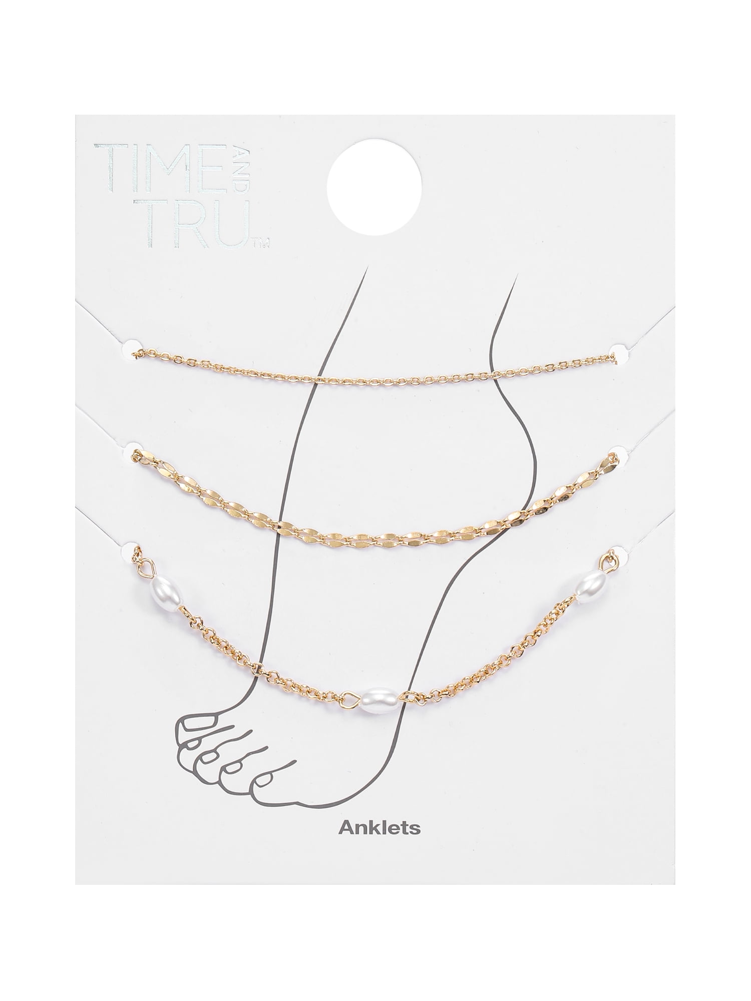 Women's Anklet Set, Cubic Zirconia, 3 Pieces