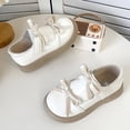 thumbnail image 4 of YunPes Girls Burgundy Shoes Patent Leather Hook and Loop Dress Shoes with Bowknot Kids Chunky Platform Loafers School Uniform Shoes, 4 of 6