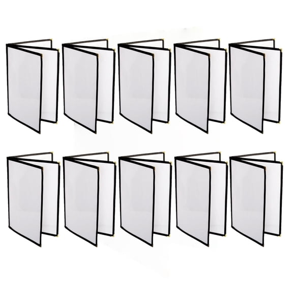 TrueCraftware- 8-1/2” x 11” Black Triple Page Book Fold Restaurant Menu Covers 3 Page 6 View Set of 10- Crystal Clear Menu Covers Sleeve Menu Folder Menu Book Holders for Bar Cafe Restaurant
