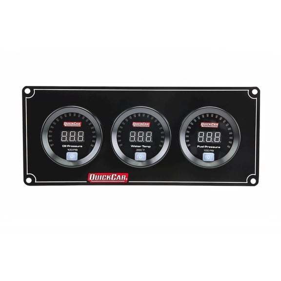Quickcar Racing Products Digital 3 Gauge Panel OP /WT/FP100