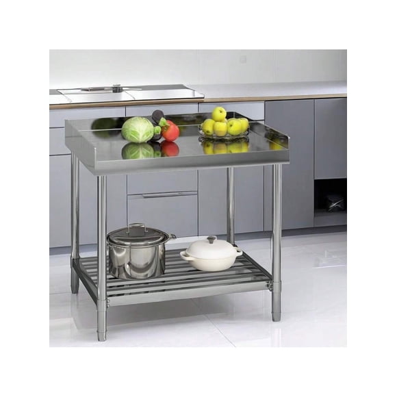 Qinaqin 30 X 36 Inches NSF Certified Folding Stainless Steel cm de Anchoork Mesa con Backsplash Ajustable Undershelf para Resistente Commercial Kitchen Food Prep