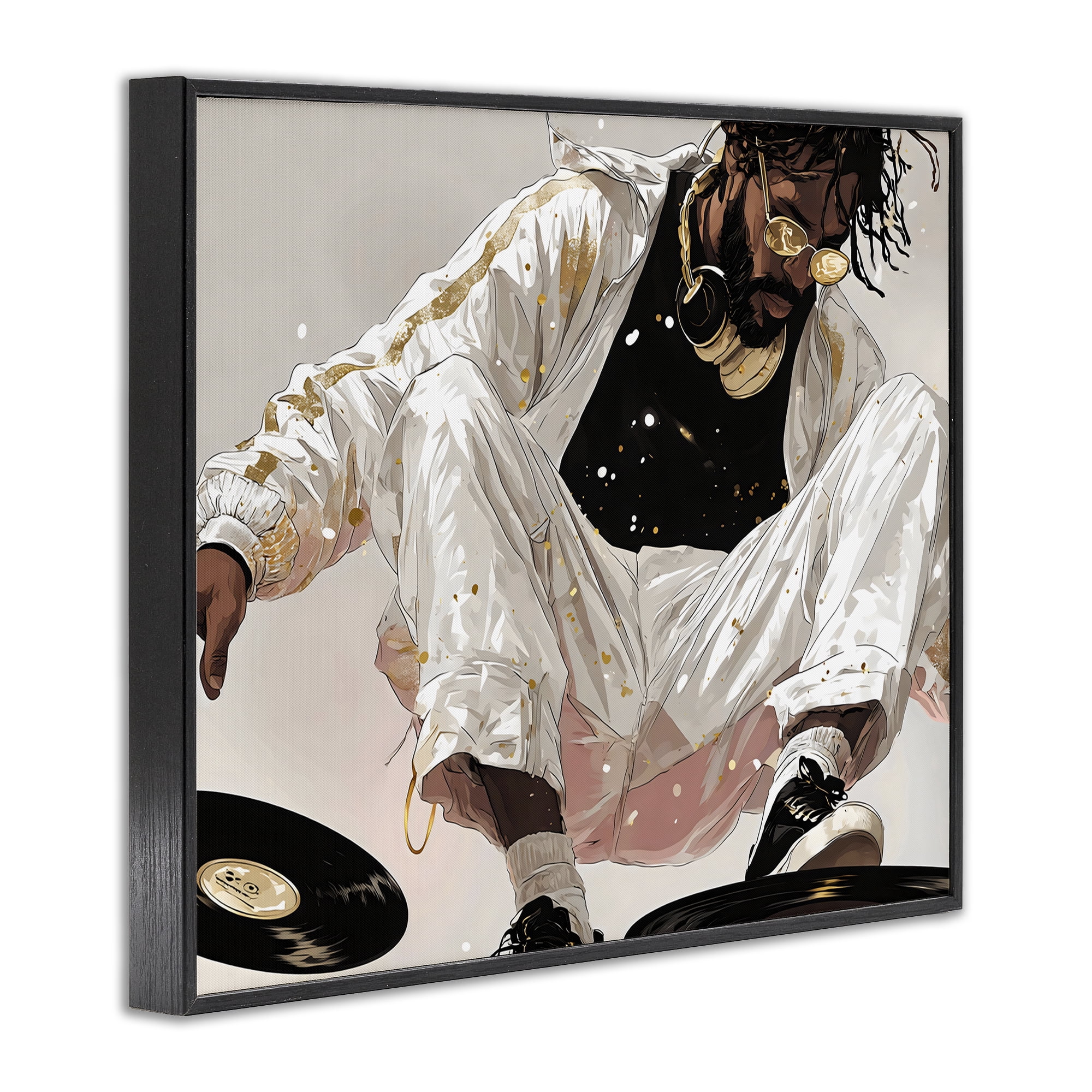 Stupell Industries Record Dance Stylish DJ Black Framed Giclee Art, design by Franklyn Gregory