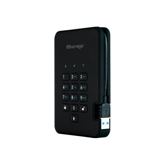 iStorage diskAshur�� - Hard drive - encrypted - 1 TB - external (portable) - USB 3.1 Gen 1 - 5400 rpm - buffer: 8 MB - 256-bit AES, FIPS 197 - phantom black - TAA Compliant