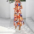 thumbnail image 3 of ITSAME Womens Maxi Dress, Boho Prints V Neck Short Sleeve Summer Pleated Beach Dress Multicolor 2XL, 3 of 3