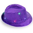 thumbnail image 1 of Sombrero de Jazz con luces LED para niños y adultos, gorro de baile con lentejuelas brillantes de Color intermitente, decoración de bola de fiesta de año nuevo y Navidad, creativo, 1 of 4