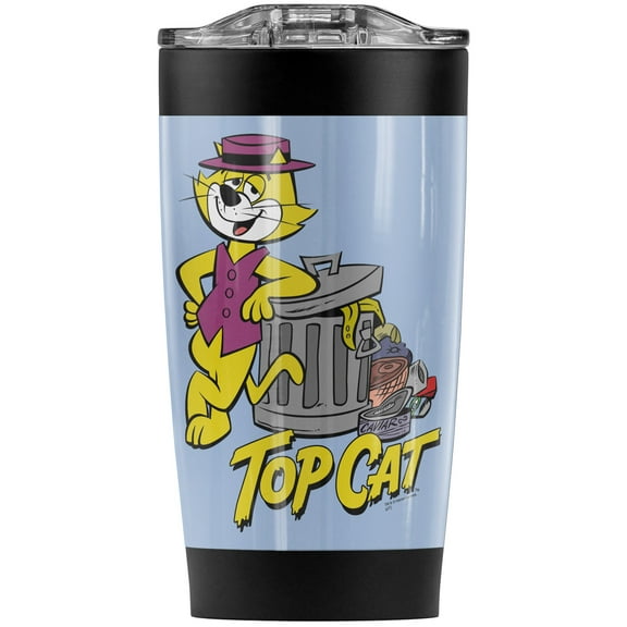 Top Cat/Garbage Can Stainless Steel Tumbler 20 oz Coffee Travel Mug/Cup, Vacuum Insulated & Double Wall with Leakproof Sliding Lid | Great for Hot Drinks and Cold Beverages