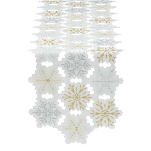Design Imports CAMZ35763 Embroidered Snowflakes Table Runner