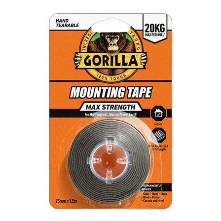 Gorilla Max Strength Mounting Tape Black 25mm x 1.5m