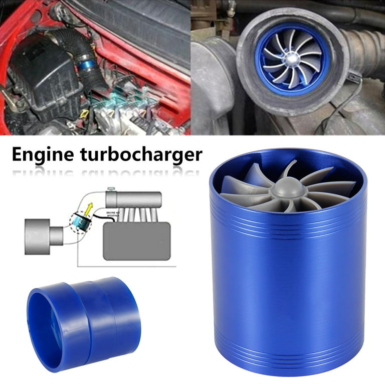 Air Intake Turbonator,Miuline Double Turbine Fan, Car Air Intake Turbonator  Double Fan Turbine fuel saver turbo replacement