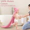 thumbnail image 4 of Yoofoss Hooded Baby Towels for Newborn 2 Pack 100% Muslin Organic Cotton Baby Bath Towel with Hood for Babies, Infant, Toddler and Kids, 32x32Inch, Soft and Absorbent Newborn Essential, 4 of 10