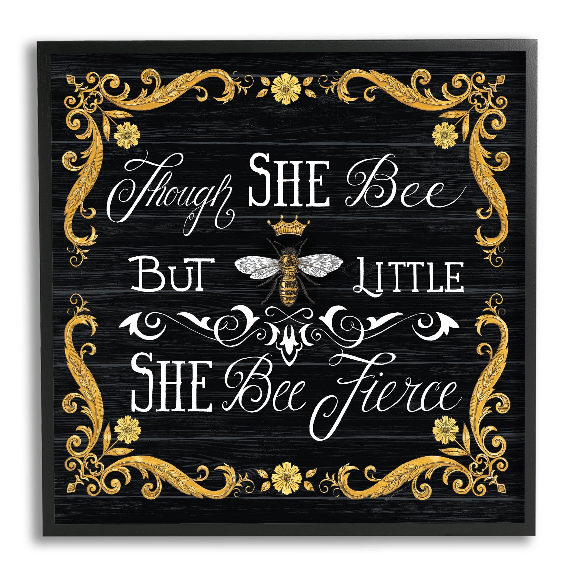 Stupell Industries She Bee Fierce Female Motivational Phrase Vintage Pun, 24 x 24,Design by Deb Strain