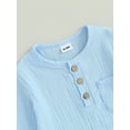 thumbnail image 6 of Wassery Toddler Baby Boy Cotton Linen Pants Set Solid Color Long Sleeve Crew Neck T-shirt Tops Long Pants 12M 18M 2T 3T 4T 5T 2Pcs Fall Outfit, 6 of 9