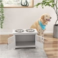 thumbnail image 2 of JERFIT Elevated Dog Feeder Stand with Storage Cabinet, 37L Pet Food Organizer, Raised Stainless Steel Bowls for Large Dogs, White, 2 of 9
