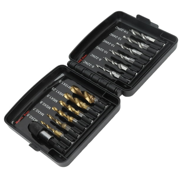 Taladro de roscar combinado ANGGREK juego de brocas de 13 piezas Espiral alta dureza 1/4 pulgadas