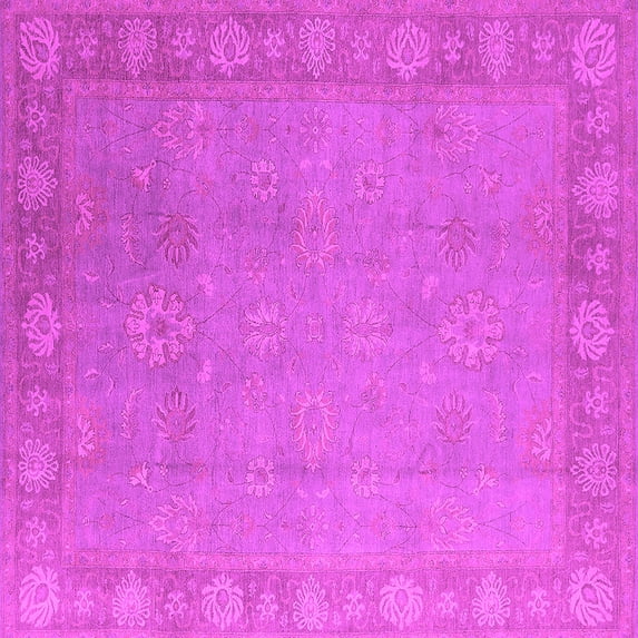 Ahgly Company Indoor Square Oriental Pink Industrial Area Rugs, 7' Square