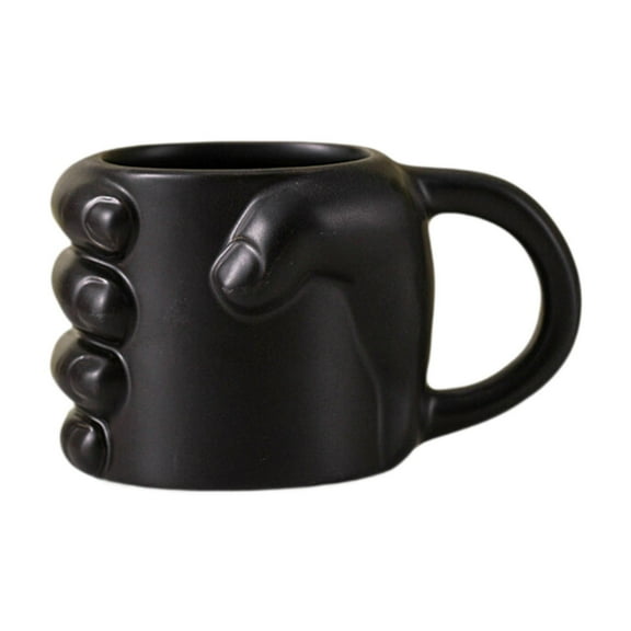 Pitycbo Fist Shaped Coffee Mug 300ml Ceramic for Men and Women for Home Office Birthday Black