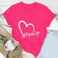 thumbnail image 2 of Jewelreauty Cotton T-shirts Valentine's Day Outfit Women Tshirts Heart Printed Tops Crewneck Short Sleeve Tees (M, F Hot Pink), 2 of 5