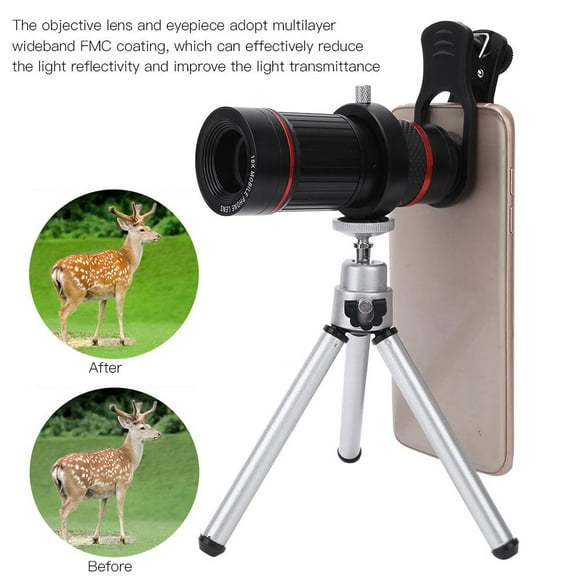 LAFGUR 18X Metal External Telephoto Lens High Power High-definition Mobile Shooting Monocular Telescope With Phone Holder Tripod