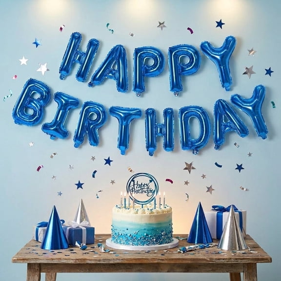 16 Inch Foil Blue Happy Birthday Balloons Birthday Banner Letters Balloons for Birthday Decorations Party Supplies