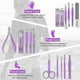 thumbnail image 2 of Professional 16-Piece Stainless Steel Manicure & Pedicure Set - Violet Nail Care Kit, 2 of 5