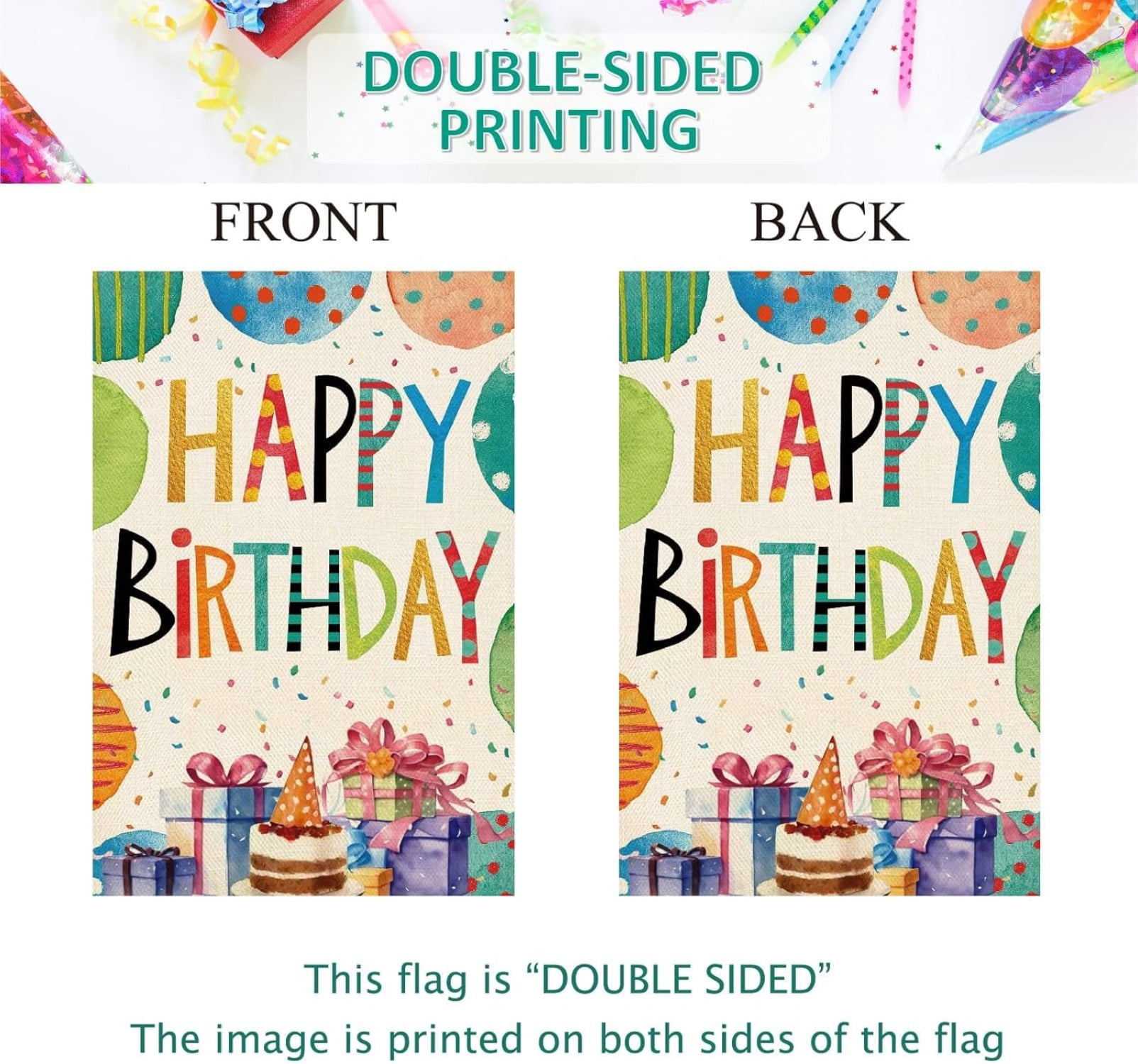 Happy Birthday House Flag Double Sided Birthday Party Welcome Garden Yard Flag Vertical Farmhouse Outdoor Outside Home Celebration Decoration