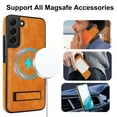 thumbnail image 3 of for Samsung Galaxy S22 PU Leather Back Case, Built-in Invisible Stand [Compatible with Magsafe] Protective Slim Kickstand Anti-fall Phone Cover Compatible with Samsung Galaxy S22, Khaki, 3 of 8