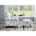 Blue Floral Armchair with Ottoman