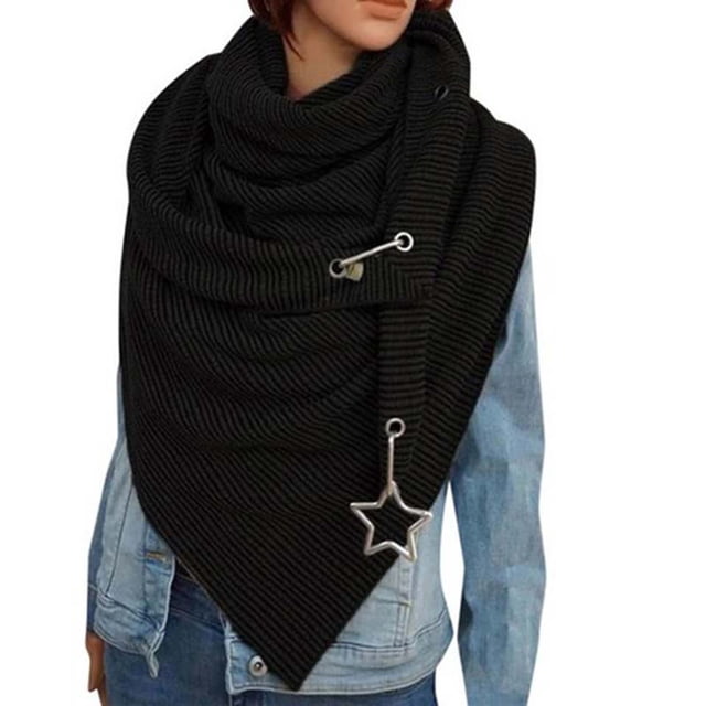 Bufandas de invierno para mujer, color liso, decoración de estrellas, estilo retro, cálidas, para mujer
