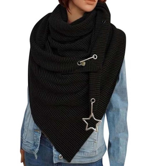 Lepsheexh Women’s Scarf Retro Style Solid Warm Scarf With Star Decorations Fashion Apparel for Ladies Autumn Winter Matching