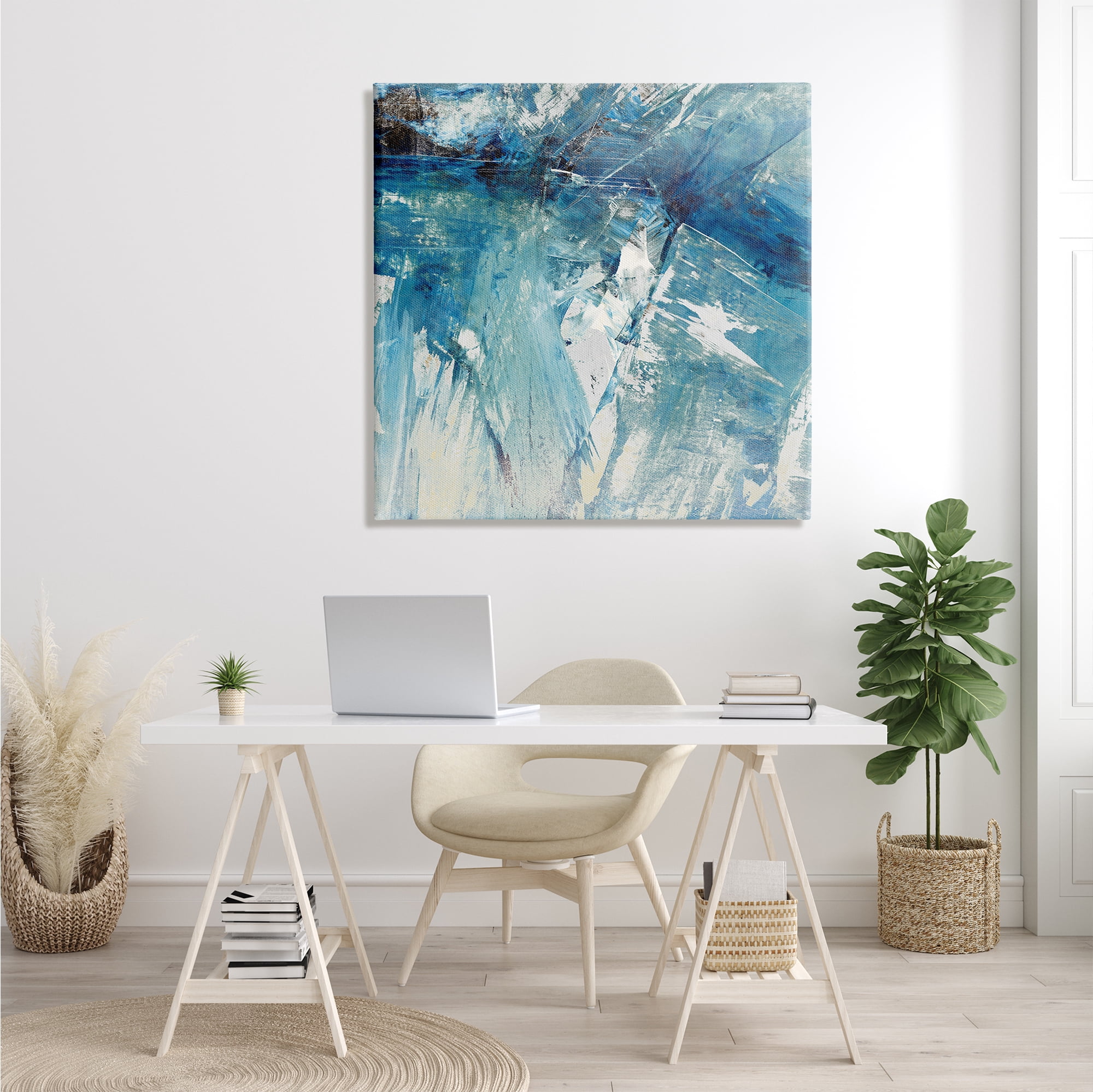 Stupell Industries Abstract Blue Paint Chaos Bold Rigid Movement Abstract Painting Gallery Wrapped Canvas Print Wall Art, 36 x 36
