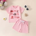 thumbnail image 2 of kpoplk Toddler Baby Girl Clothes Summer Funny Letter Print Top Elastic Shorts Set 6 12 18 24 Months 2T Infant Girl Clothes(Pink,2-3 Y), 2 of 9