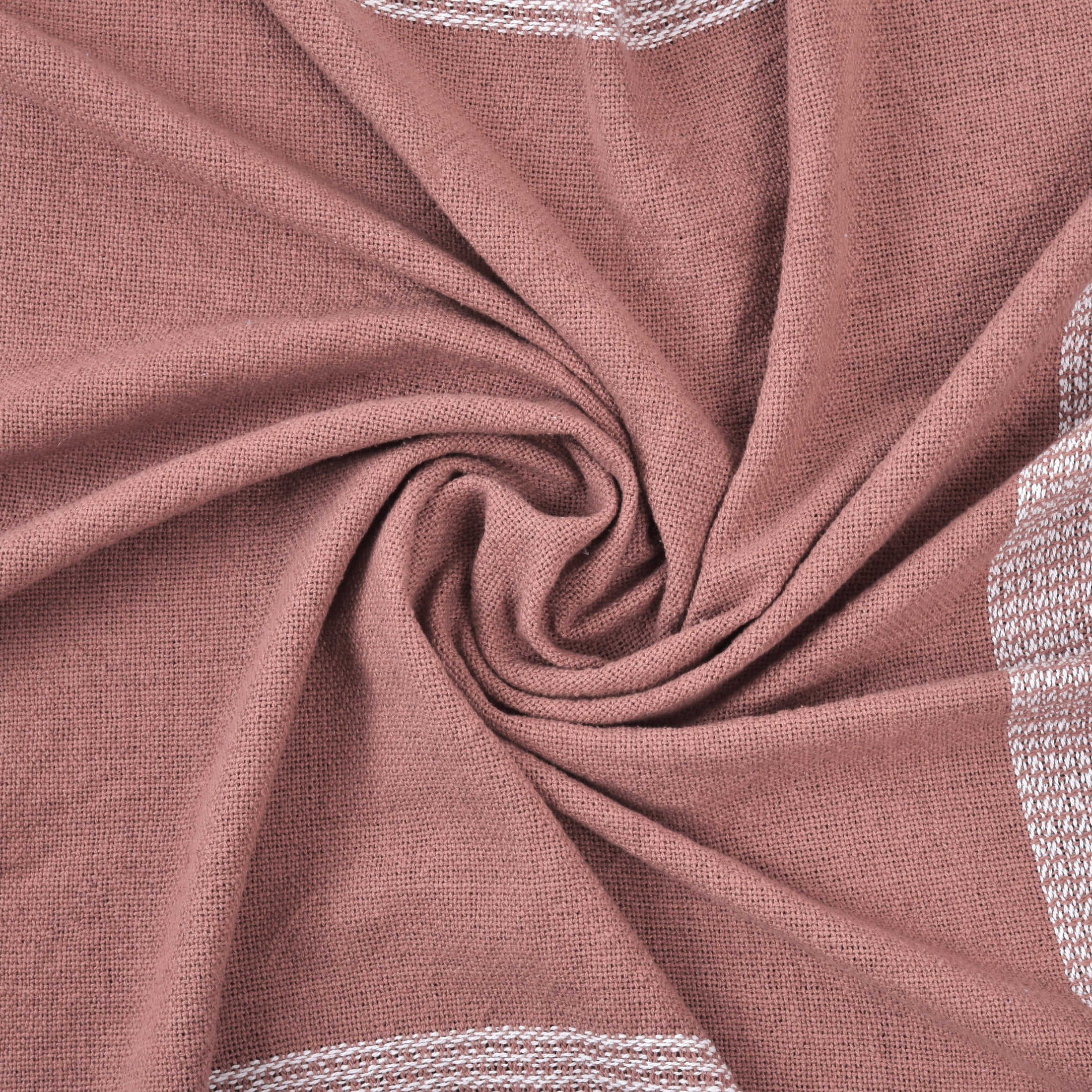 Ox Bay Pink/White Tartan Plaid Cotton Throw Blanket, 50" x 60"