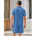 thumbnail image 5 of COOFANDY Men's Waffle Knit Polo Shirt and Shorts Set 2 Pieces Outfits Summer Suit Casual Tracksuit with Pockets, 5 of 6