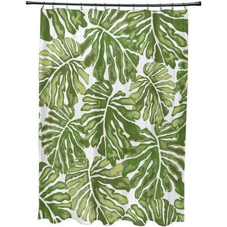 Simply Daisy 71 X 74 Palm Leaves Floral Print Shower Curtain