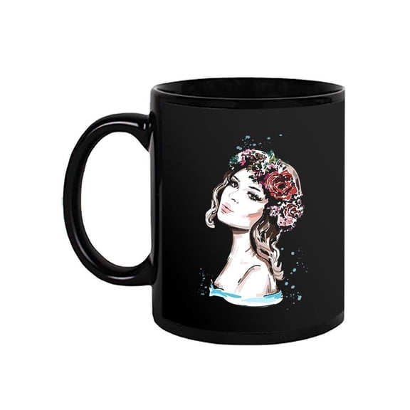 Flower Wreath Woman Mug -Image by Shutterstock,