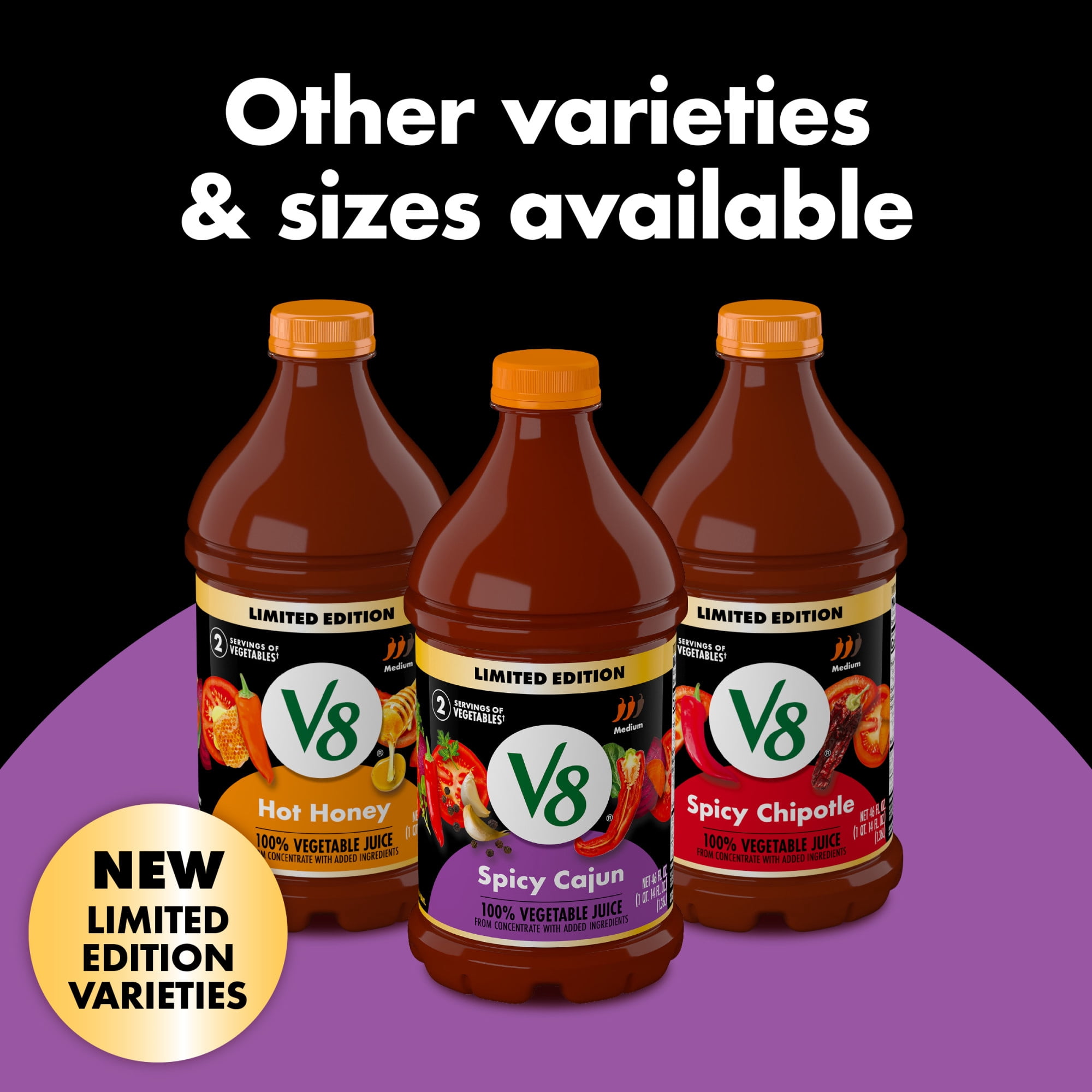 (6 pack) V8 Spicy Cajun 100% Vegetable Juice, 46 fl oz Bottle