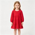 thumbnail image 2 of Splozh Little Girl Long Sleeve Fall Dress Girls Fashion Soft Warm Princess Party Photoshoot Dress Toddler Wedding Guest Dresses Smocked Toddler Dress Girls Fall Dresses,Red,1-2 Years, 2 of 9