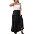 thumbnail image 3 of a.Jesdani Women Plus size Long Maxi Skirts Elastic High Waist A Line Ruffle Swing Beach Maxi Skirt L-4x, 3 of 6