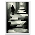 thumbnail image 1 of Lone Figure Abstract Monochrome Vintage Black White Artwork Framed Wall Art Print A4, 1 of 4