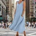 thumbnail image 2 of Summer Beach Vestidos European Pockets Vest Dress Female Clothing (Orange S), 2 of 9