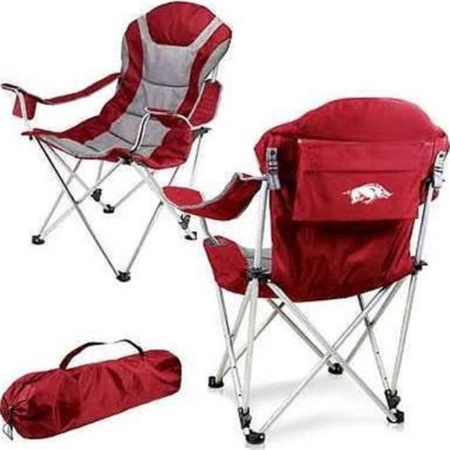 Picnic Time Chaise de Camping Inclinable - Rouge (Université d'Arkansas) Impression Numérique