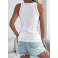 thumbnail image 2 of Summer Crochet Tank Tops for Women 2025 Casual Crewneck Hollow Out Loose Knit Sleeveless Sweater Vest Top White L, 2 of 5