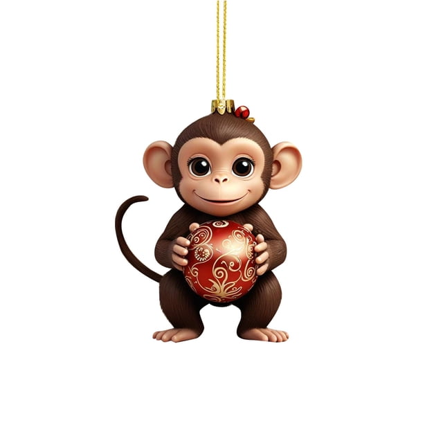 Christmas Tree Pendant Tree Monkey Pendant Christmas Pendant Book Stacking Ornaments Christmas Monkey Holding Christmas Acrylic Ornaments New Year Ornaments