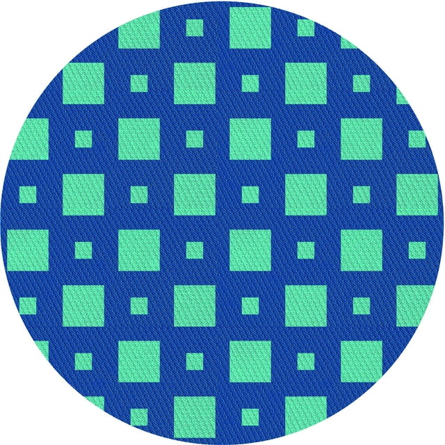 Ahgly Company Machine Washable Indoor Round Transitional Dark Turquoise Green Area Rugs, 3' Round