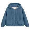thumbnail image 3 of SLADYGLO Women Full Zip Sherpa Lined Front Pockets Drawstring Fuzzy Hoodie, 3 of 3