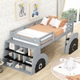 thumbnail image 2 of CLEARANCE! Twin Size Forklift Car-Shaped Loft Bed with Storage Shelves,Gray, 2 of 9