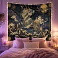 thumbnail image 2 of Ocean Waves Mythical with Creature Resembling Scaled Unicorn, Mystical Fantasy for Space Lovers, Galaxy Room Decor, Housewarming Gift, Tapestry Wall Hanging for Bedroom and Dorm, 2 of 7