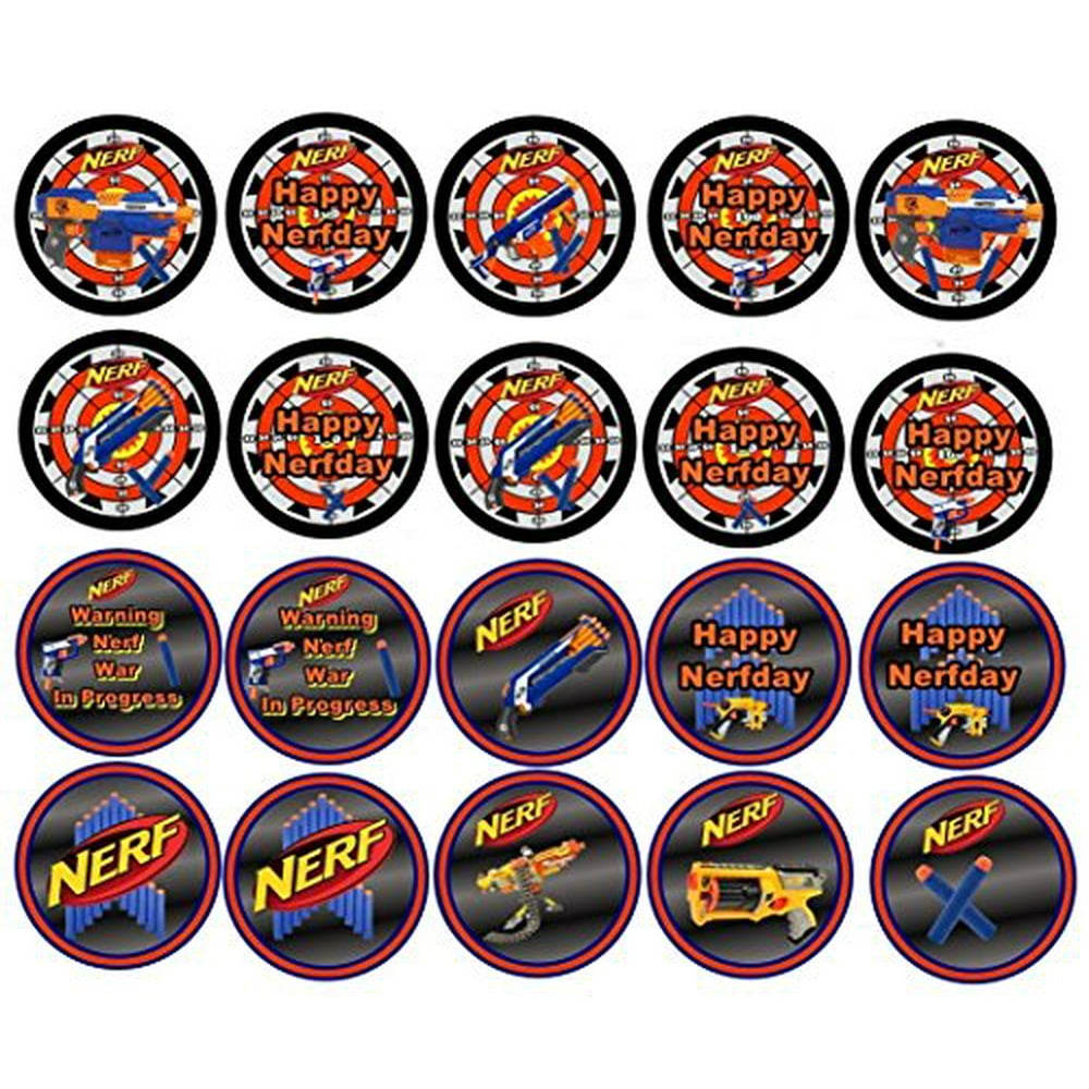 Nerf 20 Happy Birthday Edible Cupcake Toppers Images ABPID07517