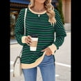 thumbnail image 4 of Sudadera Oversize para Mujer, Verano 2025, Cuello Redondo, Rayas, Larga, Aberturas Laterales, Sudaderas con Capucha Y2K Verde y Azul XXL, 4 of 10